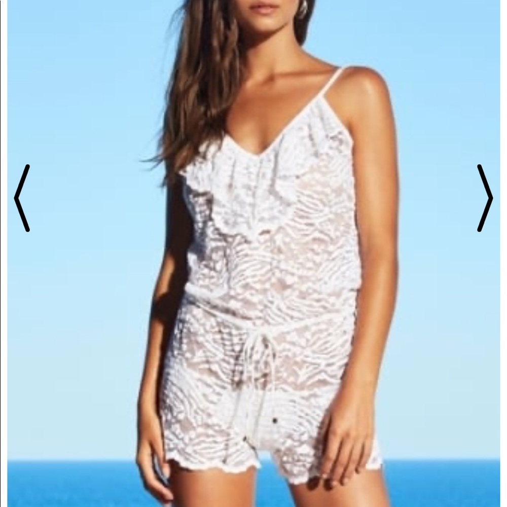 Beach Bunny swimwear, Blair romper lace, white, new with tags! Size medium. RARE